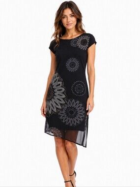 Desigual Shift Dress | 44 | Black Floral